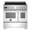 Induktionsspis Professional, 90 cm, 5 zoner, 2 ugnar, Rostfri - Bertazzoni