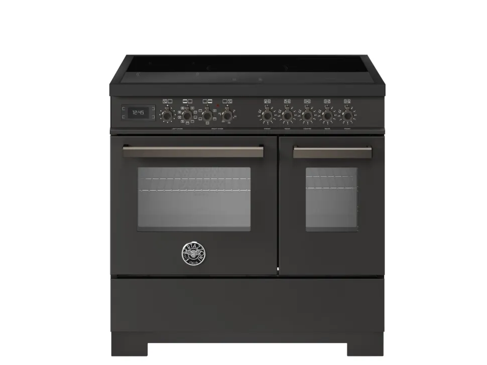 Induktionsspis Professional, 90 cm, 5 zoner, 2 ugnar, Carbonio - Bertazzoni