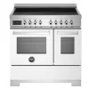 Induktionsspis Professional, 90 cm, 5 zoner, 2 ugnar, Vit - Bertazzoni