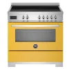 Induktionsspis Professional, 90 cm, 5 zoner, 1 ugn, Gul - Bertazzoni
