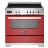Induktionsspis Professional, 90 cm, 5 zoner, 1 ugn, Röd - Bertazzoni