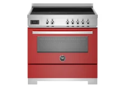 Induktionsspis Professional, 90 cm, 5 zoner, 1 ugn, Röd - Bertazzoni