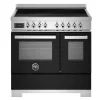 Induktionsspis Professional, 90 cm, 5 zoner, 2 ugnar, Svart - Bertazzoni