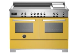 Induktionsspis Professional, 120 cm, 5 zoner + stekbord, 2 ugnar, Gul - Bertazzoni