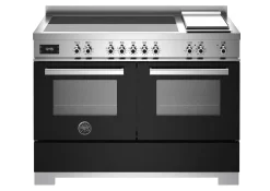 Induktionsspis Professional, 120 cm, 5 zoner + stekbord, 2 ugnar, Svart - Bertazzoni