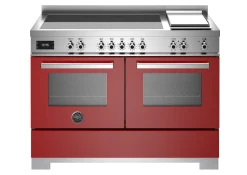 Induktionsspis Professional, 120 cm, 5 zoner + stekbord, 2 ugnar, Röd - Bertazzoni
