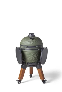 Kamadogrill inklusive benfäste, aluminiumben (träimitation) med hjul och sidobord - Moddern