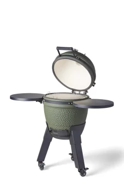 Kamadogrill inklusive benfäste, svarta ben med hjul och sidobord - Moddern