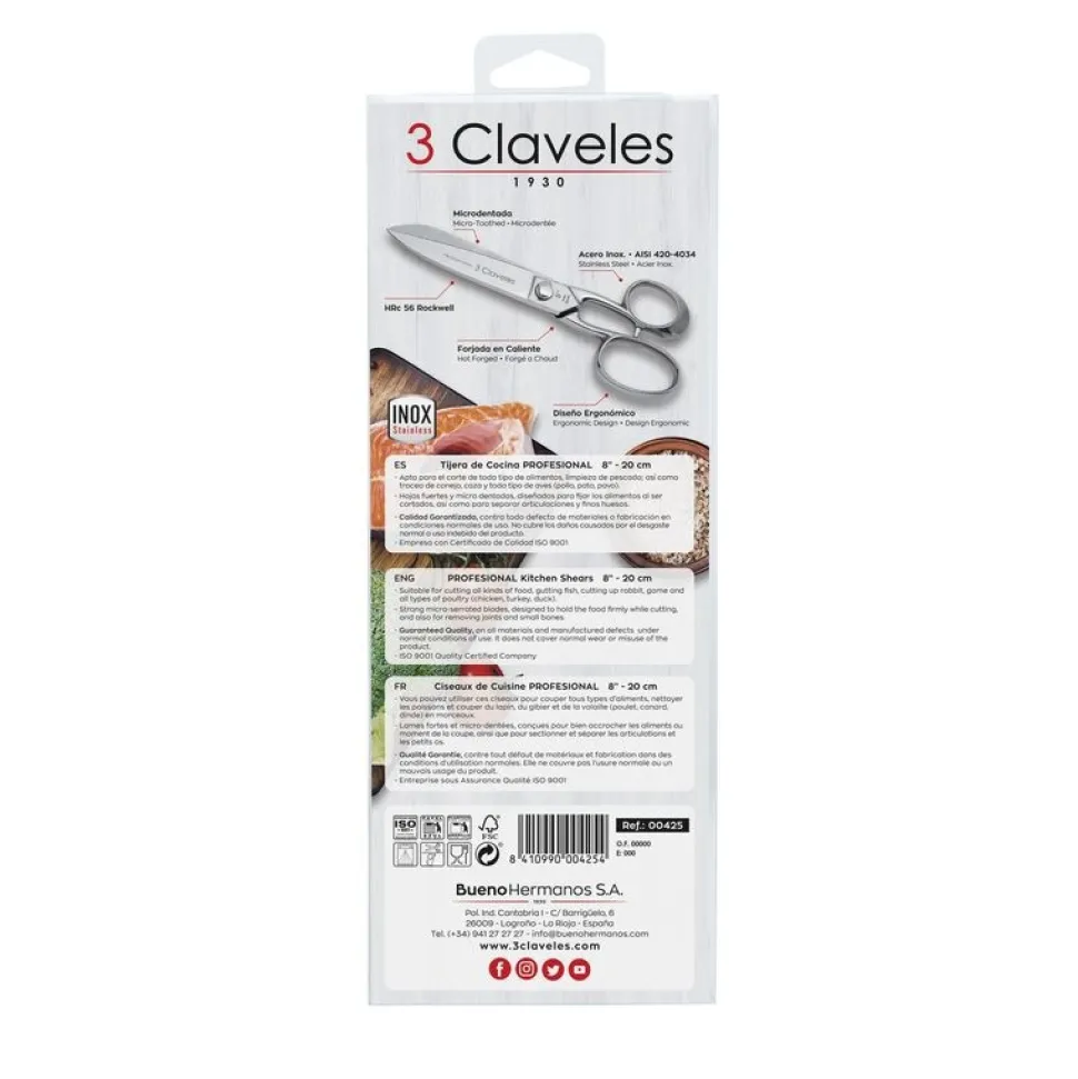 Kökssax i rostfritt stål, Professional - 3 Claveles - 20 cm