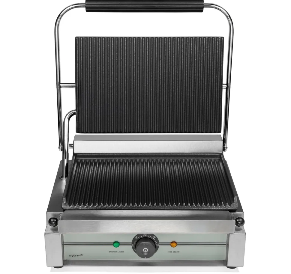 Klämgrill Panini, räfflad - Exxent