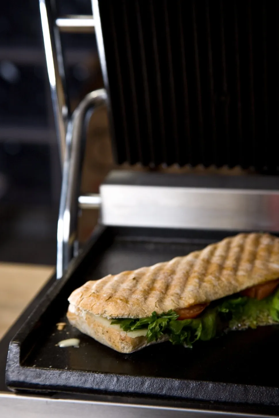 Klämgrill Panini, räfflad - Exxent