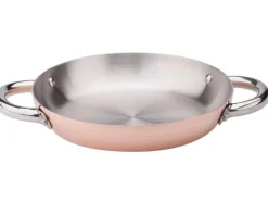Kopparpanna med induktionsbotten och rostfri insida, 24 cm, Två handtag - Agnell
