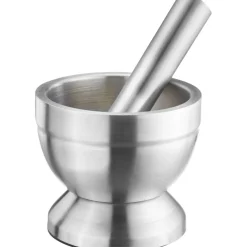 Mortel i rostfritt stål med stänklock, 10 cm - Westmark