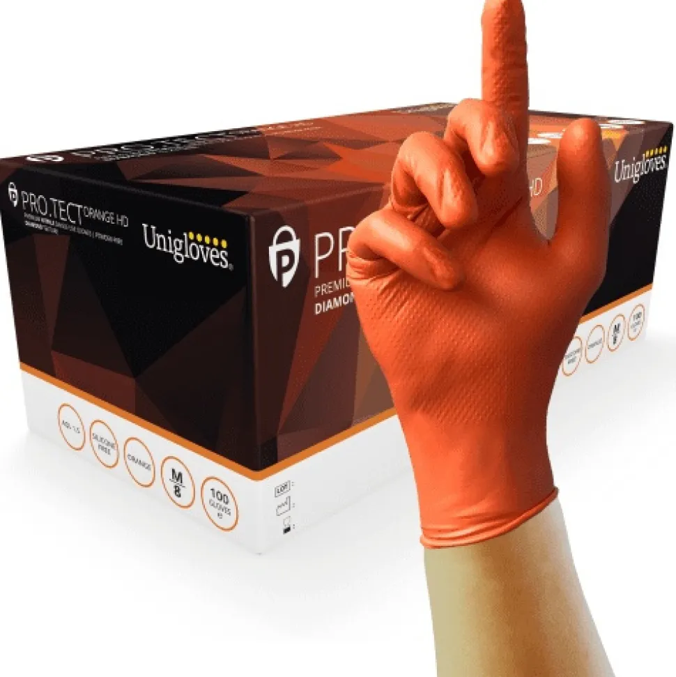 Nitrilhandske, orange, extra kraftig, 100-pack - Unigloves - Extra Large