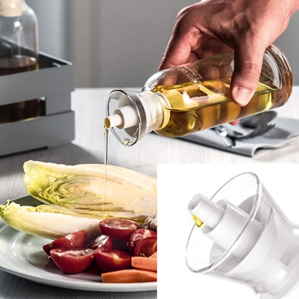 Oljeflaska i glas med droppkork - Guzzini