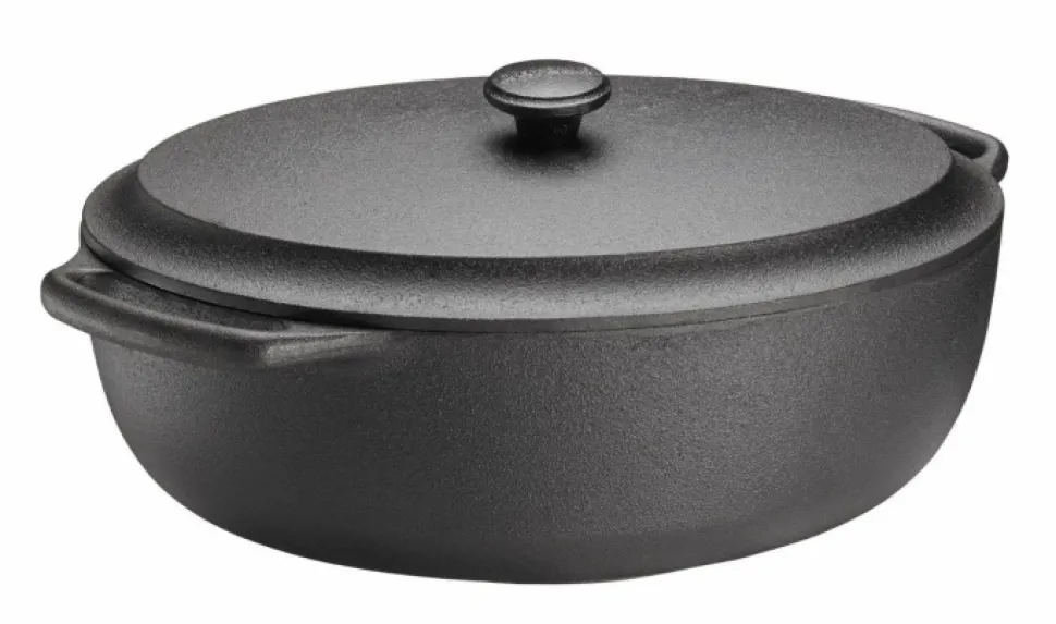 Oval gjutjärnsgryta med järnlock - Skeppshult