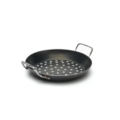 Perforerad kolstålspanna till grill, ø28cm - De Buyer