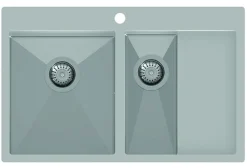 Rostfri diskho dubbel 780 x 500 mm med avställningsyta till höger