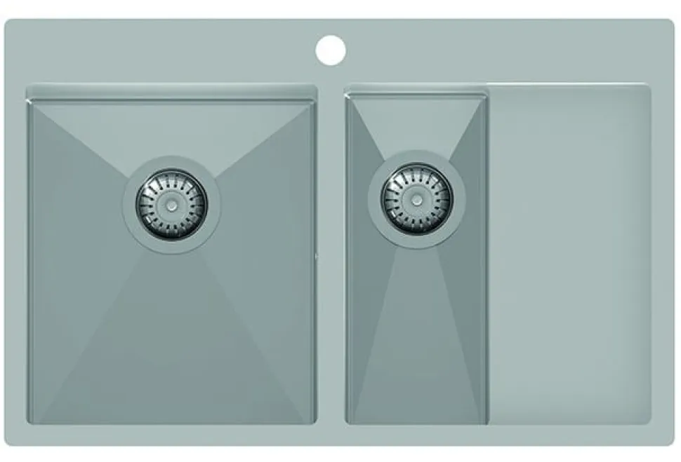 Rostfri diskho dubbel 780 x 500 mm med avställningsyta till höger