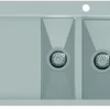 Rostfri diskho dubbel 1000 x 510 mm med avställningsyta till vänster