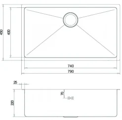 Rostfri diskho 790 x 450 mm