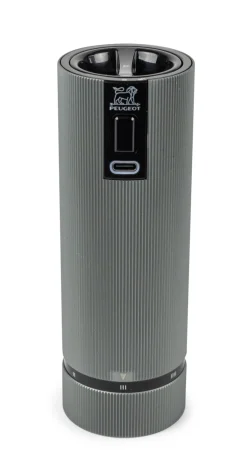 Set med Salt- och Pepparkvarn, 15 cm, Elektriska, Duo Line, Natural + Carbone - Peugeot