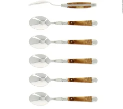 Sex dessertskedar, Handtag av En, blank, Tradition - Forge de Laguiole