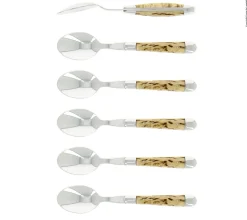 Sex dessertskedar, Handtag av Björk, blank, Tradition - Forge de Laguiole