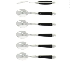 Sex dessertskedar, Handtag av Ebenholts, blank, Tradition - Forge de Laguiole