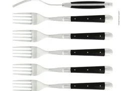 Sex gafflar, Handtag av Ebenholts, blank, Tradition - Forge de Laguiole