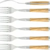 Sex gafflar, Handtag av Oliv, blank, Tradition - Forge de Laguiole