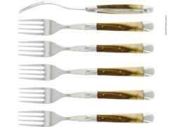 Sex gafflar, Handtag av Pistage, blank, Tradition - Forge de Laguiole