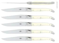Sex knivar, Handtag av Ben, blank, Tradition - Forge de Laguiole