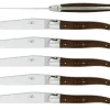 Sex knivar, Handtag av Förstenad Ek, blank, Tradition - Forge de Laguiole