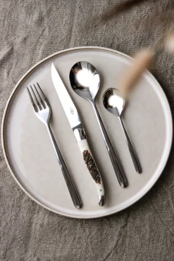 Sex knivar, Handtag av Hjorthorn, blank, Tradition - Forge de Laguiole
