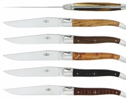 Sex knivar, Handtag av olika ädelträslag, blank, Tradition - Forge de Laguiole