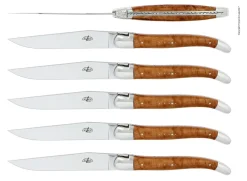 Sex knivar, Handtag av Trädljung, blank, Tradition - Forge de Laguiole
