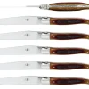 Sex knivar, Handtag av Trä från Ekfat, blank, Tradition - Forge de Laguiole