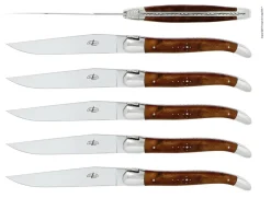 Sex knivar, Handtag av Tuja, blank, Tradition - Forge de Laguiole