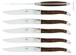 Sex knivar, Handtag av Valnöt, blank, Tradition - Forge de Laguiole