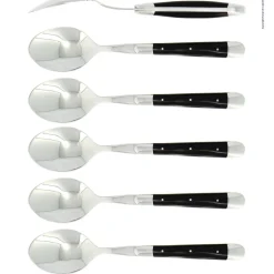 Sex skedar, Handtag av Mörkt Horn, blank, Tradition - Forge de Laguiole