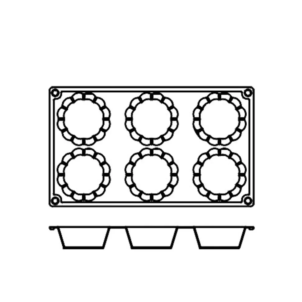 Silikonform FR027, grund brioche 6st - Pavoni