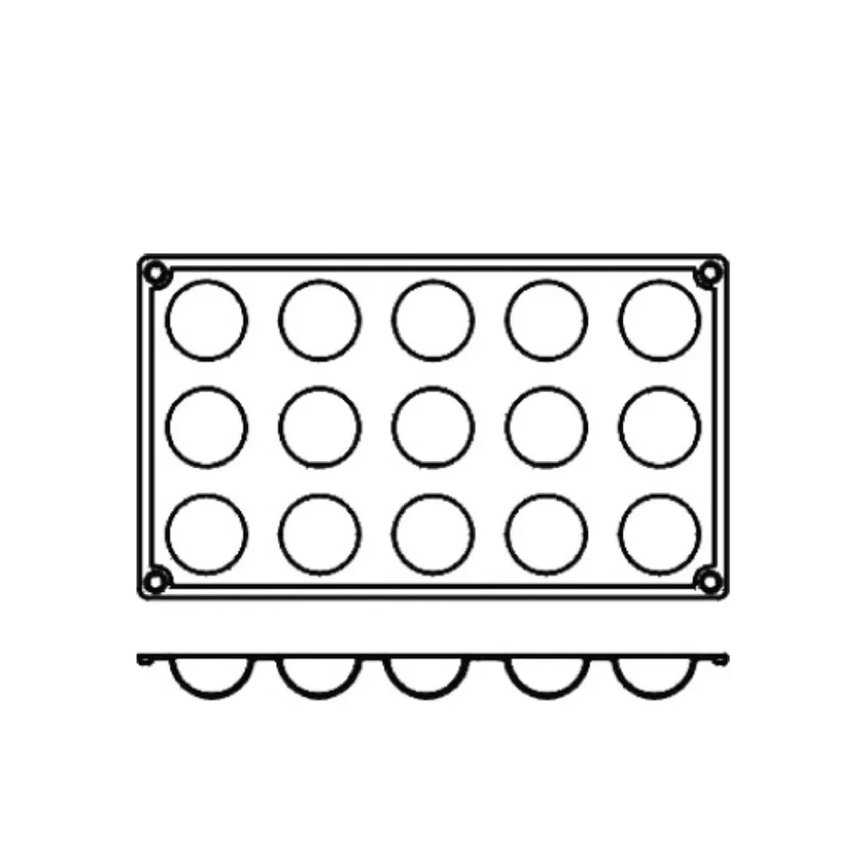 Silikonform FR003, halvsfär 15st - Pavoni