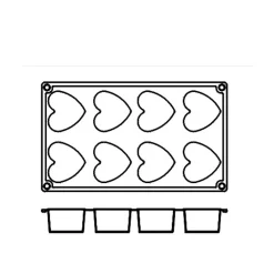 Silikonform FR025, hjärta 8st - Pavoni