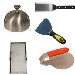 Smashed burger-paket, stekbord och tillbehör