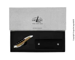 Sommelierkniv av Förstenad Ek, damaskerad m dekor, Collection - Forge de Laguiole