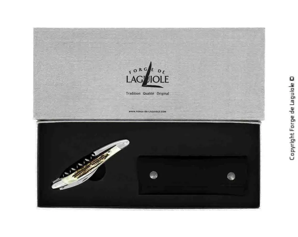 Sommelierkniv av Hjorthorn, blank, Tradition - Forge de Laguiole