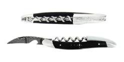 Sommelierkniv av Mörkt Horn, damaskerad m dekor, Collection - Forge de Laguiole