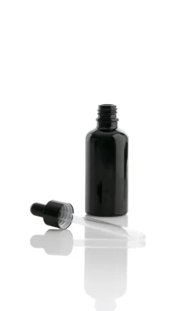 Svart droppflaska med pipett i glas, 50 ml - 100% Chef