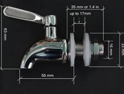 Tappkran i rostfritt stål, 16 mm